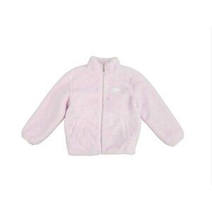 Nike Pink Faux Fur Swoosh Bomber Fleece Coat Jacket Girls Size 5-6 (Medium)